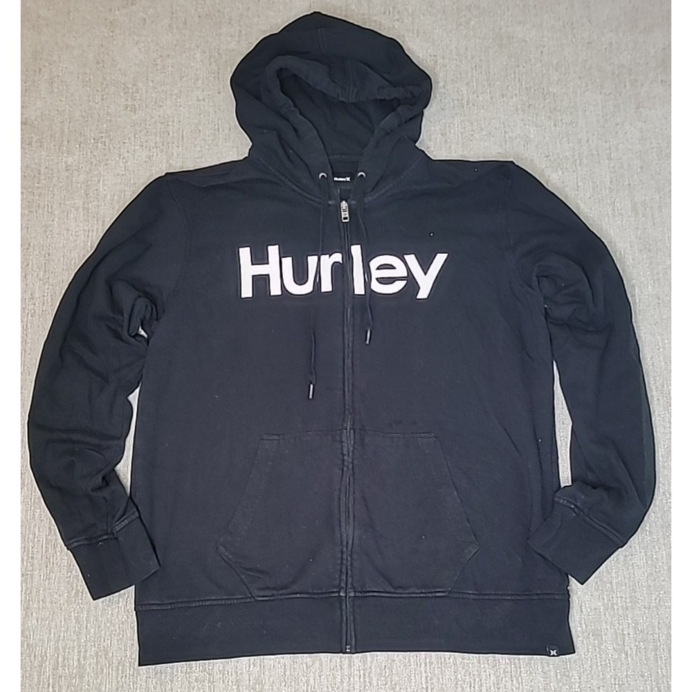 Hurley Y2K Surf Skateboarding‎ Black Full Zip Hoodie Long Sleeve Men's Large